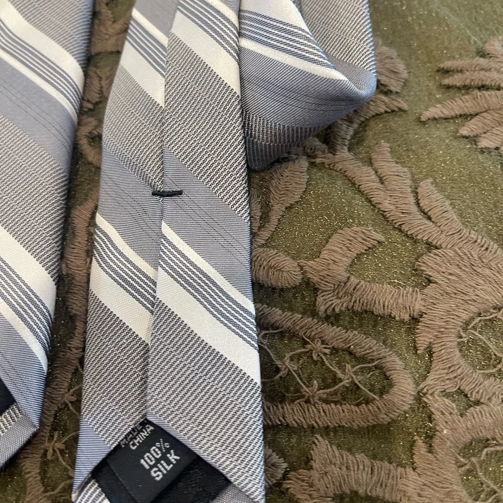 Calvin Klein Blue and White Striped‎ Tie